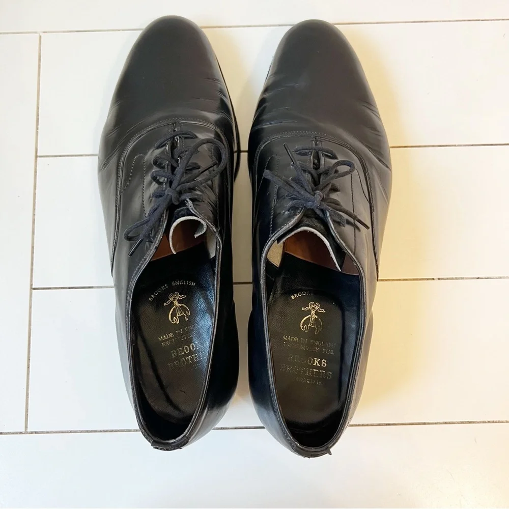 Brooks Brothers The Curzon Men’s Leather Oxford Dress Shoes Black Size 41